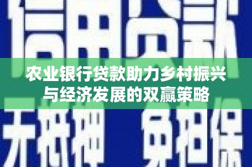 汶川农业银行贷款助力乡村振兴与经济发展的双赢策略