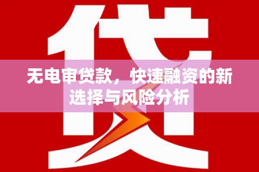 汶川无电审贷款，快速融资的新选择与风险分析