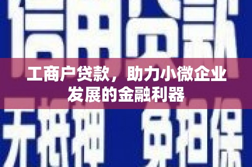 汶川工商户贷款，助力小微企业发展的金融利器